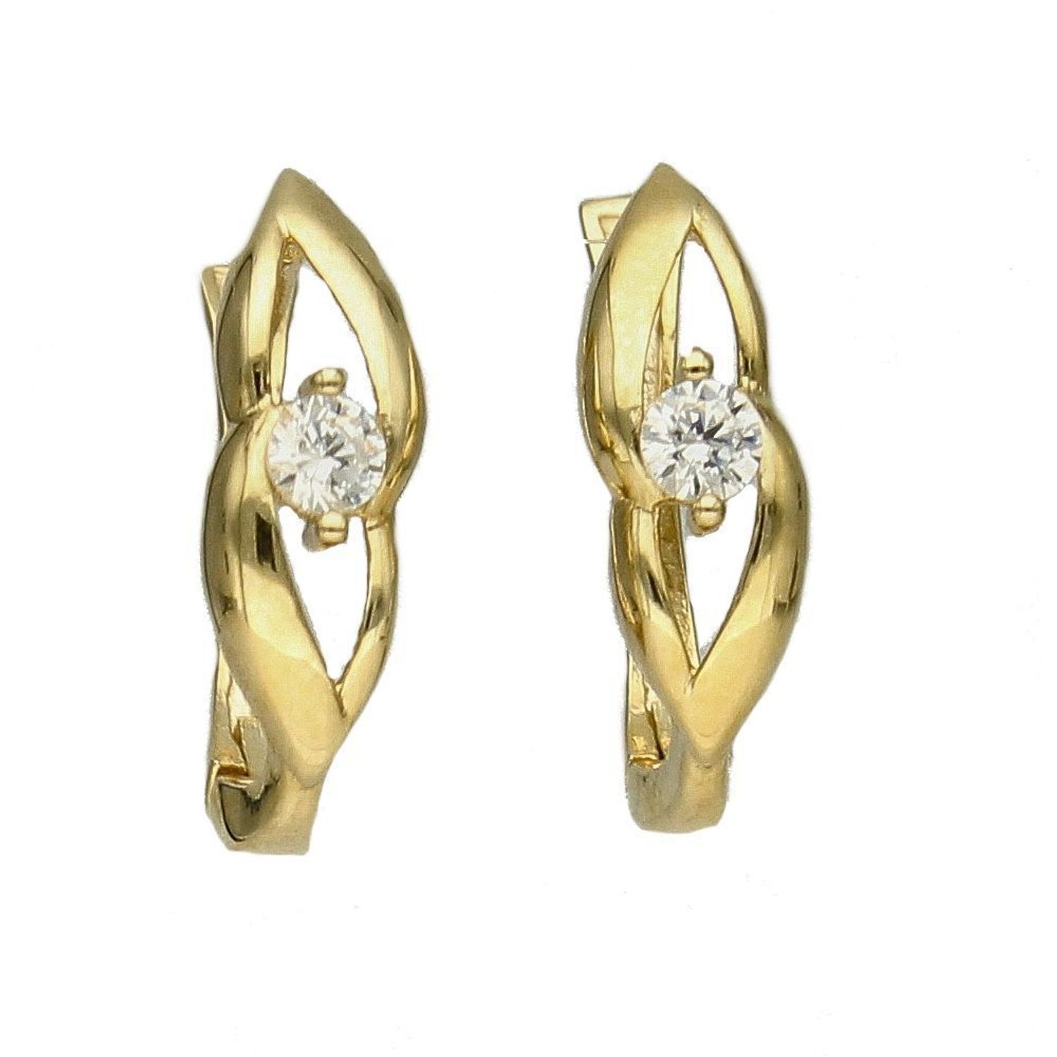 Złote kolczyki gładkie z cyrkonią KL 3384.jpg